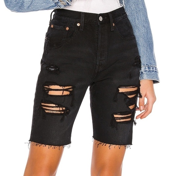 Levi’s Distressed High Waist Slouch Shorts - Picture 1 of 11